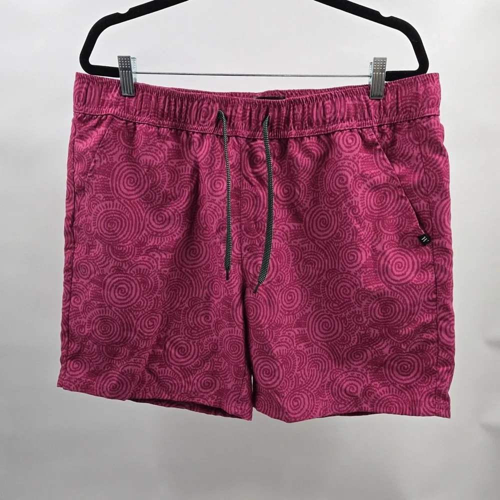 Houston White Men's Swim Trunks Size Large Purple Pattern Drawstring
